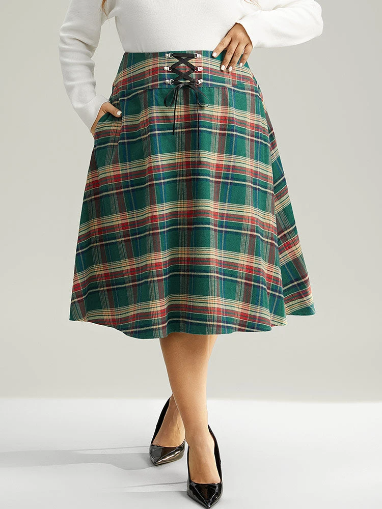Plaid Lace Up Pocket Cropped Skirt 3 Plaid Lace Up Pocket Cropped Skirt
