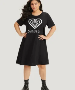 Supersoft Essentials Heart & Letter Pocket Crew Neck Dress -Clothing Shop 125343099 mc