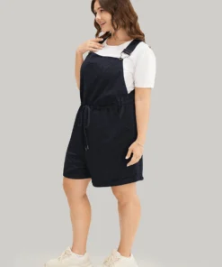 Solid Pocket Drawstring Overall Romper 40 Solid Pocket Drawstring Overall Romper -Clothing Shop 125487999 nv