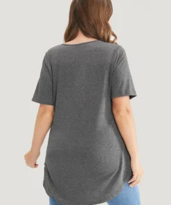 Star Print Split Arc Hem T-shirt -Clothing Shop 126325674 za d03c2fe1 ccca 4642 a53f f37a8b7f0a94