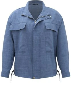 Plain Flap Pocket Zipper Lapel Collar Jacket -Clothing Shop 127364055 nm