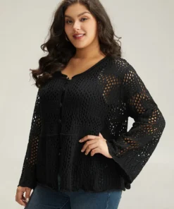 Plain Hollow Out Button Through Bell Sleeve Cardigan 29 Plain Hollow Out Button Through Bell Sleeve Cardigan -Clothing Shop 127520637 sw 192b7573 1470 4e0c 9f39 86ffb2f45a29