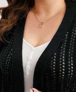 Plain Hollow Out Patchwork Cardigan -Clothing Shop 127606401 qk