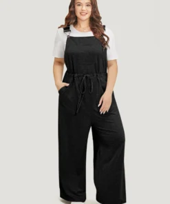 Plain Pocket Drawstring Adjustable Straps Overall Jumpsuit 9 Plain Pocket Drawstring Adjustable Straps Overall Jumpsuit -Clothing Shop 12836644 oz