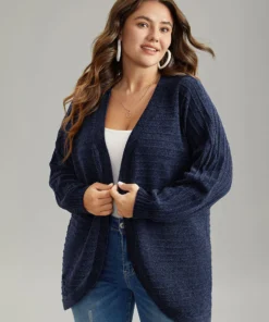 Plain Textured Dolman Sleeve Arc Hem Cardigan 13 Plain Textured Dolman Sleeve Arc Hem Cardigan -Clothing Shop 128701490 hf