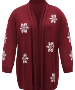 Supersoft Essentials Snowflake Lapel Collar Cardigan -Clothing Shop 128765689 yy