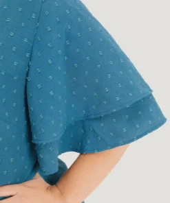 Polka Dot V Neck Ruffle Layered Sleeve Bodysuit -Clothing Shop 130562330 uj