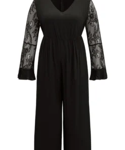 Halloween Plain Mesh Eyelet Lace Pocket Jumpsuit 15 Halloween Plain Mesh Eyelet Lace Pocket Jumpsuit -Clothing Shop 130712589 zg