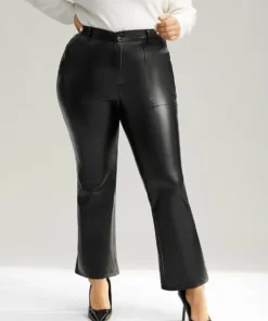 Plain PU Leather Pocket Bootcut Pants 13 Plain PU Leather Pocket Bootcut Pants -Clothing Shop 130857082 bw