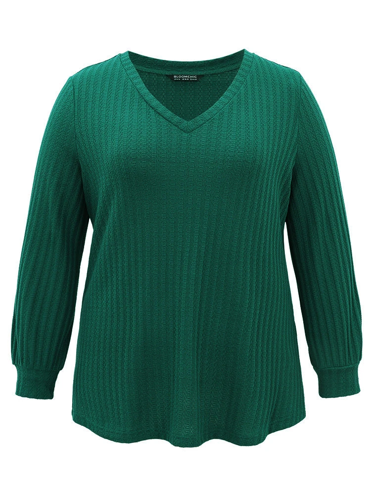 Plain Texture V Neck Jacquard T-shirt 7 Plain Texture V Neck Jacquard T-shirt - Image 5