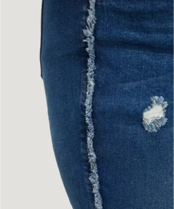 Very Stretchy High Rise Medium Wash Raw Trim Jeans -Clothing Shop 131546638 yi
