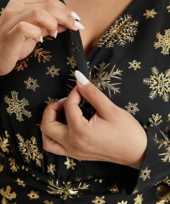 Glitter Snowflake Elastic Waist Ruched Wrap Blouse 20 Glitter Snowflake Elastic Waist Ruched Wrap Blouse -Clothing Shop 13159511 mq