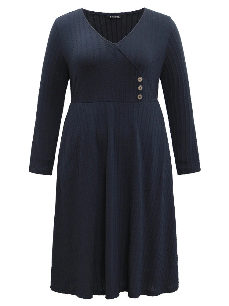 Solid Appliques Button Detail Elastic Waist Dress 9 Solid Appliques Button Detail Elastic Waist Dress - Image 7