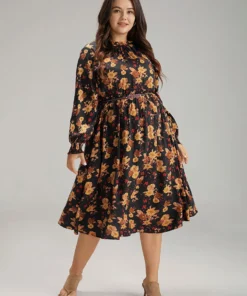 Supersoft Essentials Floral Print Mock Neck Dress -Clothing Shop 13219245 sl