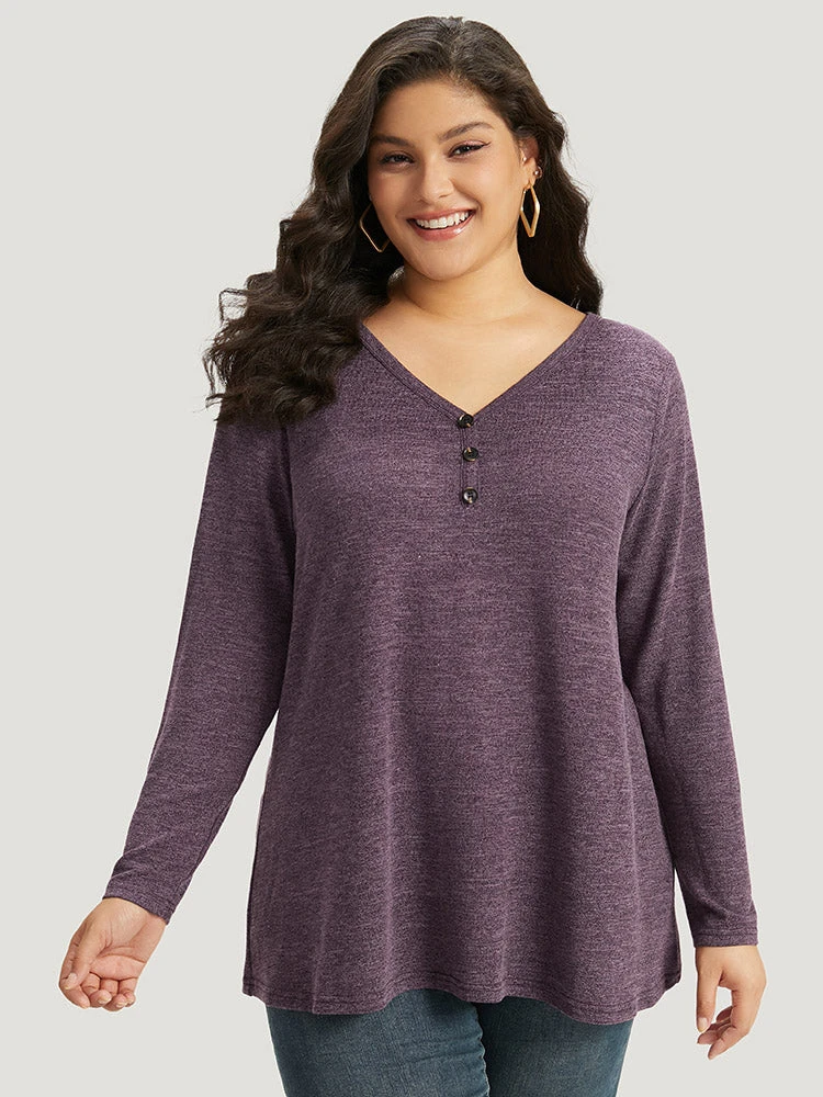 Heather Button Up Long Sleeve T-shirt 8 Heather Button Up Long Sleeve T-shirt - Image 6