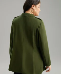 Plain Double Breasted Lapel Collar Coat -Clothing Shop 133128700 cd 97bd4604 f31f 419f 95b1 6b5378a8e0ac