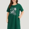 Supersoft Essentials Butterflys Print Pocket Crew Neck Dress -Clothing Shop 13354300 cu