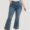 Flare Leg Very Stretchy Medium Wash Contrast Hem Jeans
