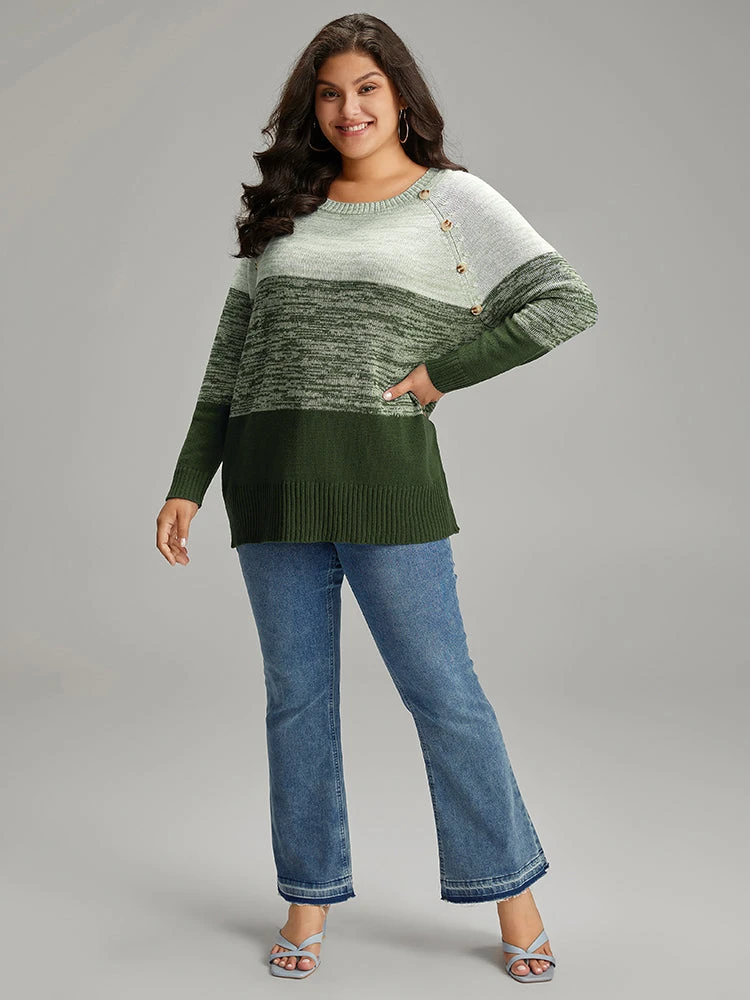 Colorblock Contrast Heather Button Detail Pullover 14 Colorblock Contrast Heather Button Detail Pullover - Image 12