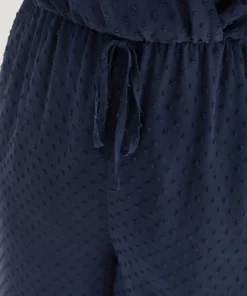 Polka Dot Mesh Ties Lantern Sleeve Jumpsuit -Clothing Shop 135704321 kt