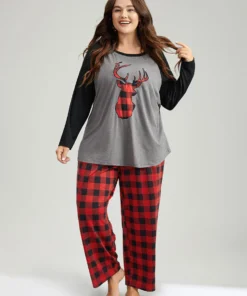 Plaid Pocket Elastic Waist Sleep Pants -Clothing Shop 137469509 fa