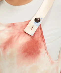 Tie Dye Pocket Button Adjustable Straps Jumpsuit -Clothing Shop 137568620 qc