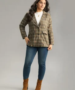 Plaid Flap Pocket Button Through Blazer -Clothing Shop 13790877 ps 02cecf1a e60b 4ca0 b9df dbe02981095d