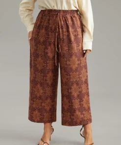 Bandana Elastic Waist Wide Leg Ties Pants