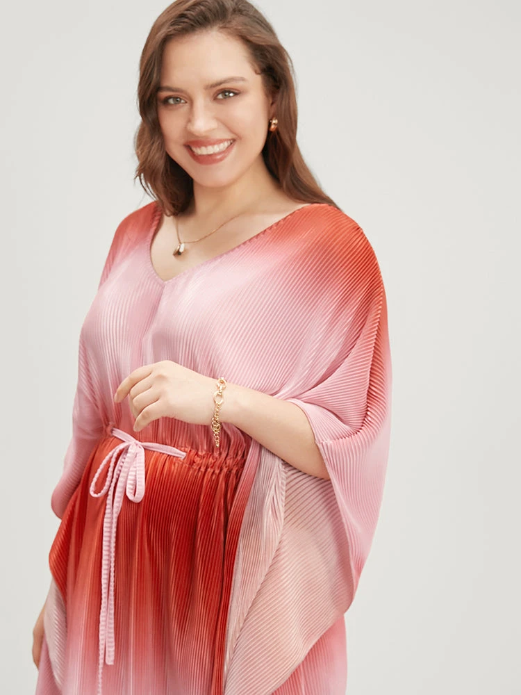 Ombre Print V Neck Drawstring Cover Up 7 Ombre Print V Neck Drawstring Cover Up - Image 5