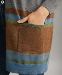 Anti-Pilling Colorblock Contrast Open Front Cardigan -Clothing Shop 140092598 sb