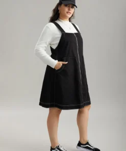 Twill O Ring Zipper Pocket Spaghetti Strap Dress -Clothing Shop 140574632 wk 3a5b4b24 0cb5 458a 8ac9 1baab8d70022