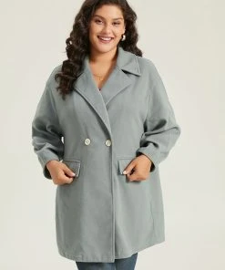 Button Fly Flap Pocket Lantern Sleeve Coat -Clothing Shop 1410743 ao