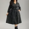 Plaid Notched Elastic Waist Belted Dress 1 Plaid Notched Elastic Waist Belted Dress -Clothing Shop 141241087 bo