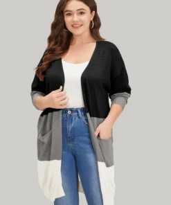 Supersoft Essentials Colorblock Pocket Tunic Cardigan -Clothing Shop 141753941 ay