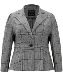 Plaid Suit Collar Button Up Blazer -Clothing Shop 142260360 nh