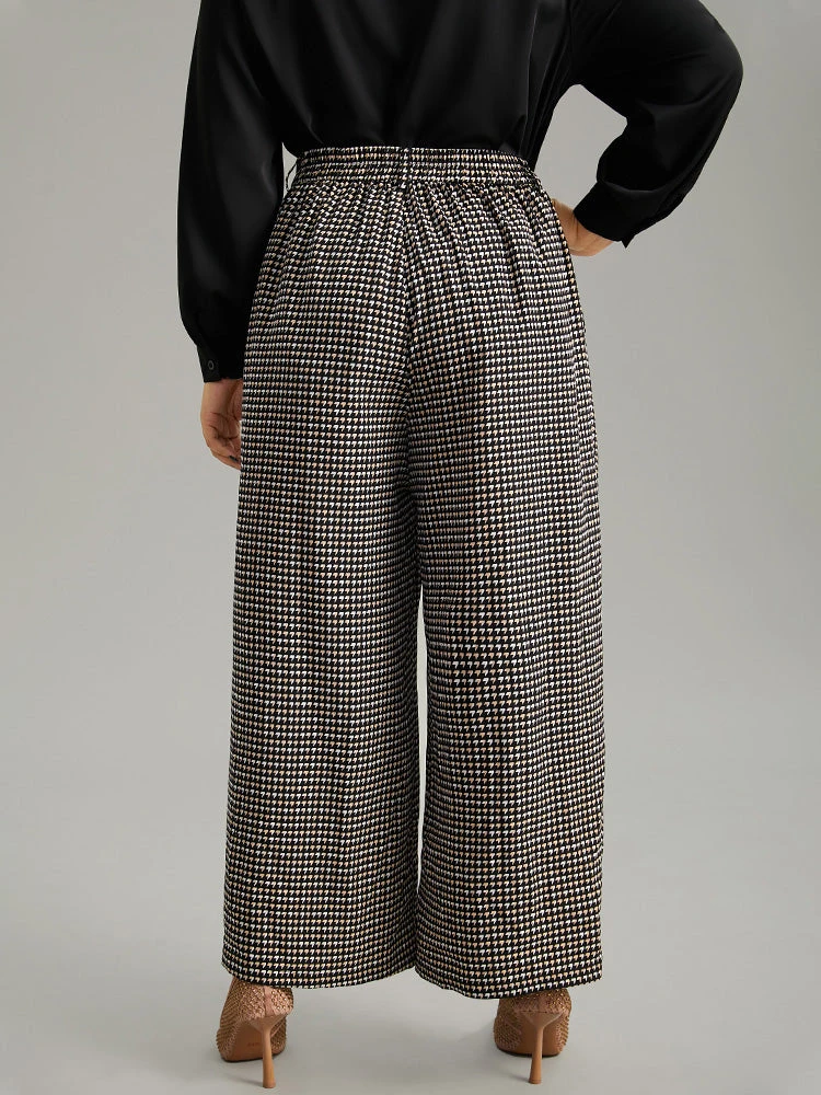 Houndstooth Elastic Waist Straight Leg Pants 4 Houndstooth Elastic Waist Straight Leg Pants - Image 2