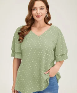 Plain Ruffle Tiered Sleeve V Neck Polka Dot Blouse 30 Plain Ruffle Tiered Sleeve V Neck Polka Dot Blouse -Clothing Shop 144799571 ik 9a476e38 c545 4bb9 8be6 34f7337df8a1