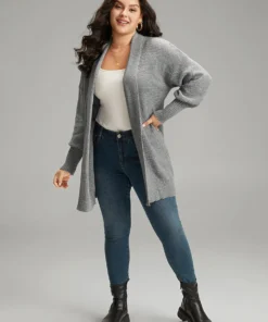 Plain Open Front Elastic Cuffs Cardigan -Clothing Shop 145758804 jb 872c961a 9e18 465f 84c6 80c051a0560a