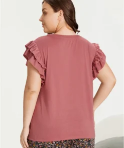 Solid Ruffle Trim Layered Sleep Top -Clothing Shop 146001968 br