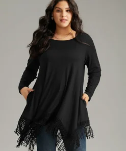 Solid Tassels Trim Pocket Asymmetrical Hem T-shirt 28 Solid Tassels Trim Pocket Asymmetrical Hem T-shirt -Clothing Shop 14607752 qa 084d4d59 6e24 4cc5 81ca 1d7354089424