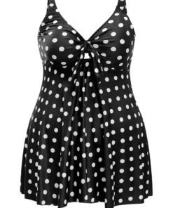 Polka Dot Twist Front Adjustable Straps Swim Dress -Clothing Shop 146226764 xa f304ca7e ff46 443e 948a 6040f9f3b7f0