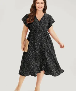 Ditsy Floral Overlap Collar Bowknot Flutter Hem Dress -Clothing Shop 146411568 xq 3e8ed452 393f 4cf6 a1f5 d1854ebda580