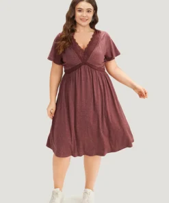 Supersoft Essentials Plain Guipure Lace Ruffles Pocket Pleated Dolman Sleeve Dress -Clothing Shop 146748827 nm 67ad3faa 737b 4318 837c 5abdc0efd297