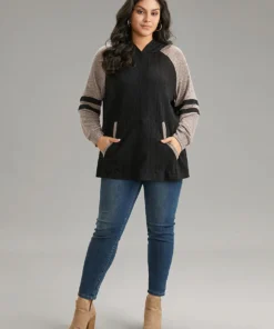 Contrast Textured Raglan Sleeve Pocket Hooded Sweatshirt 11 Contrast Textured Raglan Sleeve Pocket Hooded Sweatshirt -Clothing Shop 148460044 zj