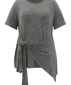 Plain Bowknot Front Heather T-shirt 15 Plain Bowknot Front Heather T-shirt -Clothing Shop 149337783 tb