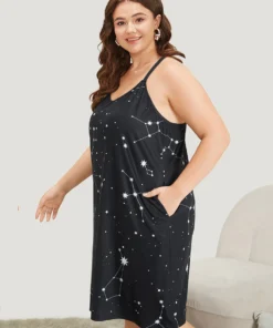 Star Print Pocket Midi Sleep Cami Dress -Clothing Shop 150115329 ax