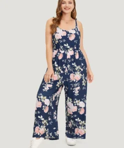 Floral Print Pocket Scoop Neck Cami Jumpsuit 15 Floral Print Pocket Scoop Neck Cami Jumpsuit -Clothing Shop 150235771 gt
