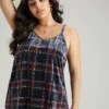 Plaid Print Adjustable Straps Cami Top -Clothing Shop 152082287 oi