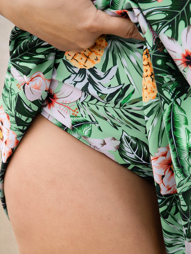 Tropical Print A Line Flutter Ruched Front Swim Dress 10 Tropical Print A Line Flutter Ruched Front Swim Dress - Image 8