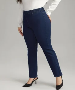 Solid Elastic Waist Straight Leg Jeans -Clothing Shop 153224811 fs 9b4dbaf4 321f 4638 88bf 4d3cacf4bed3